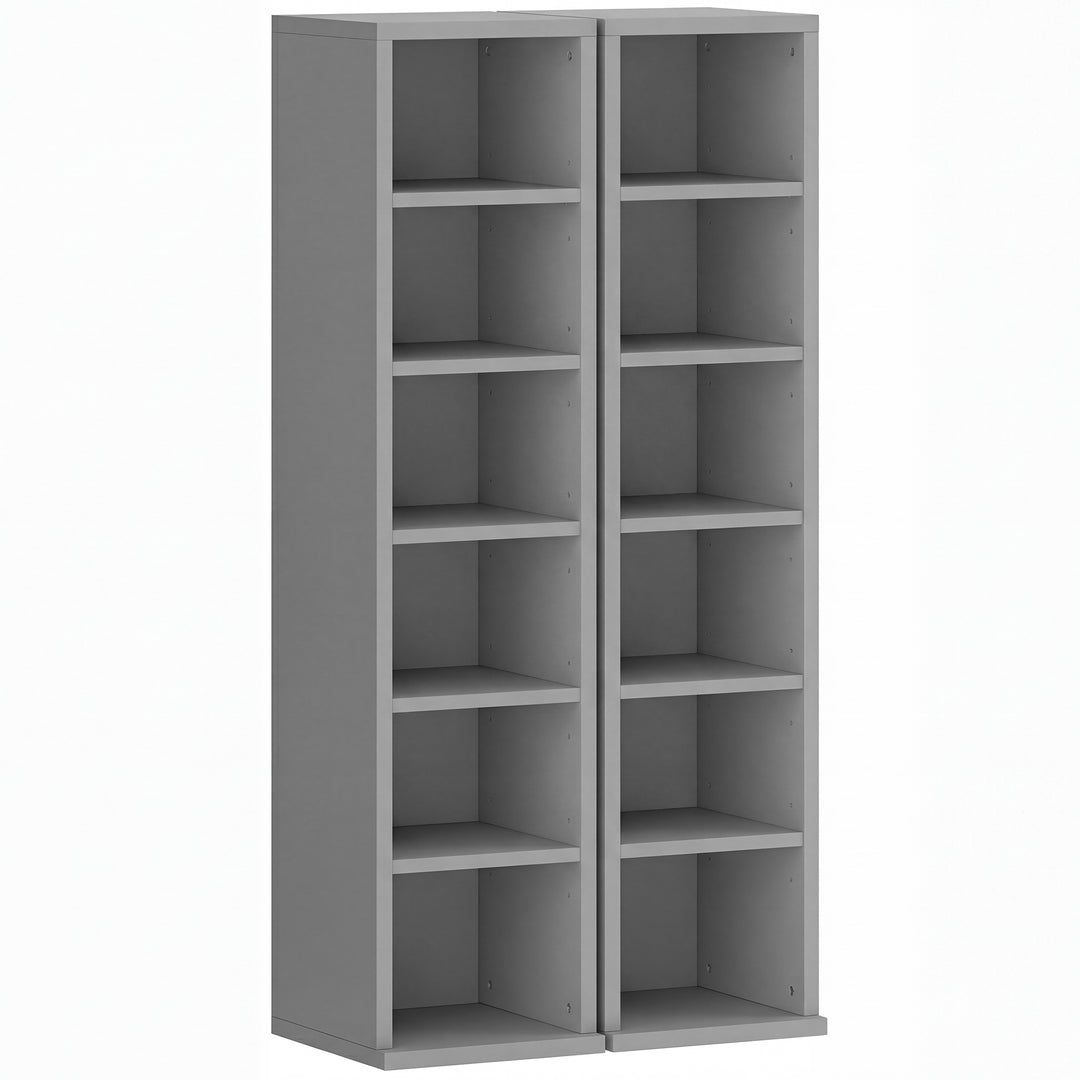 Set of 2 CD Media Display Shelf Unit Tower Rack with Adjustable Shelve