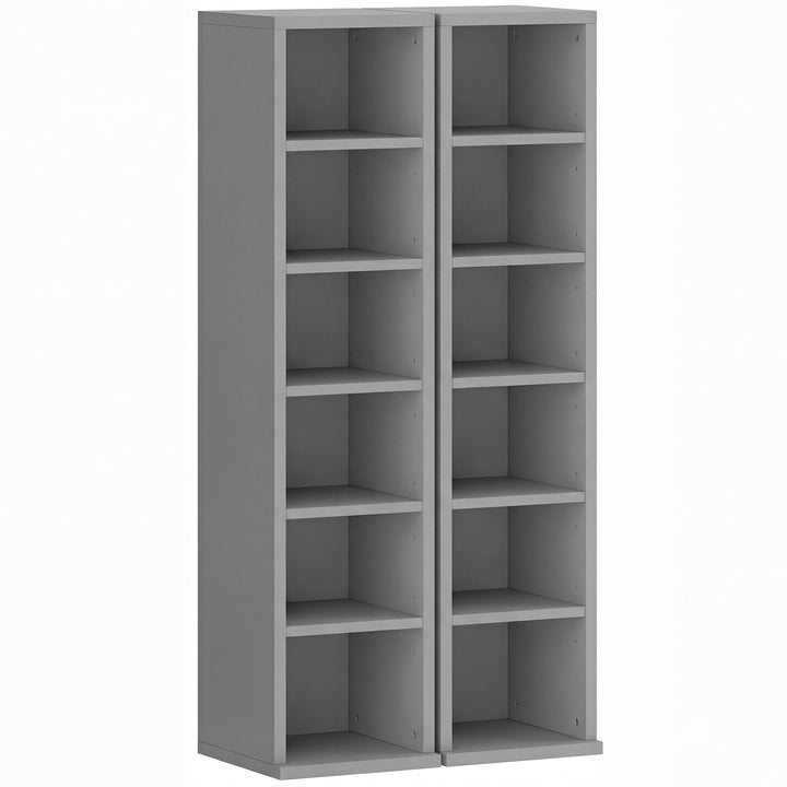 Set of 2 CD Media Display Shelf Unit Tower Rack with Adjustable Shelve