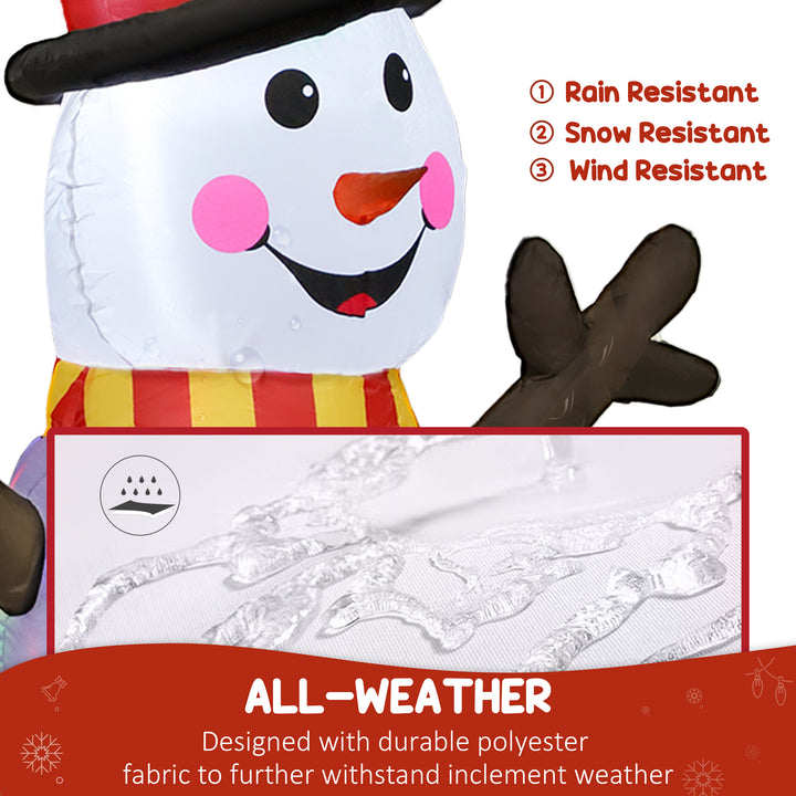 Outsunny 6FT Christmas Inflatables Snowman &amp; Penguins with Built-in LED Lights and Flashing Projector Light, Blow Up Christmas Inflatable Decoration for Indoor Outdoor Decor, Garden