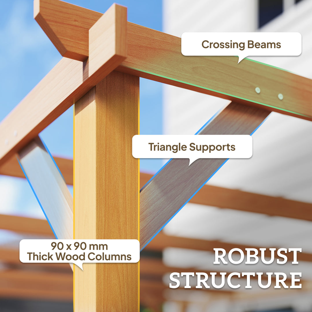 4 x 3 m Wooden Pergola Kit, Garden Pergola Gazebo Grape Trellis with Triangle Supports, 6 Beams