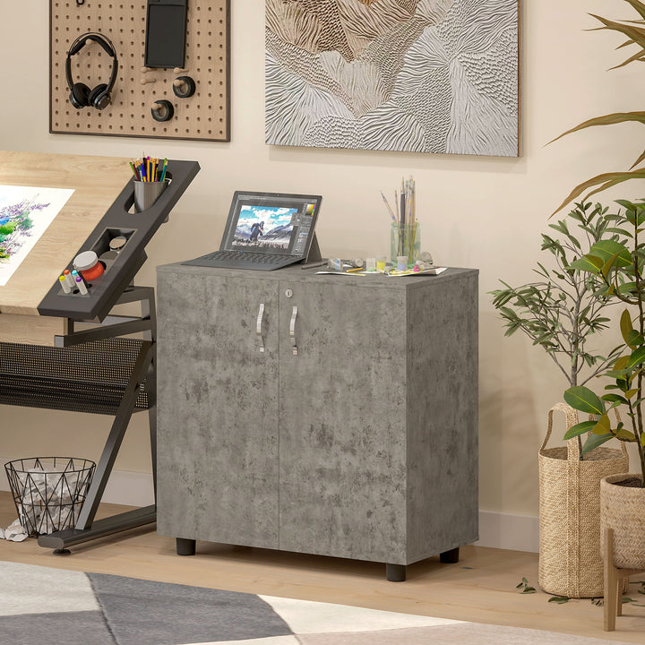 Two-Tier Locking Office Storage Cabinet - Grey