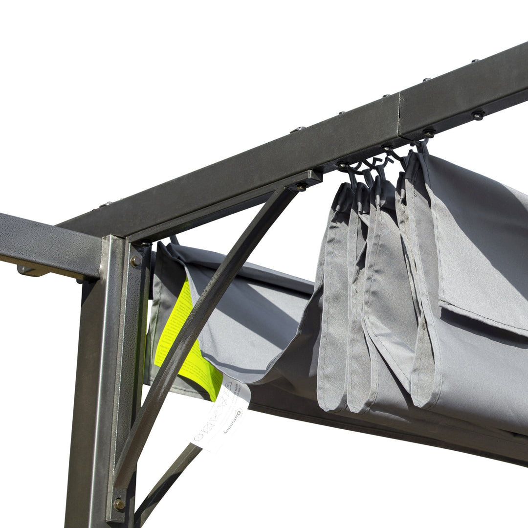 MCL 3 x 3(m) Metal Retractable Pergola, Garden Gazebo Metal Pergola Canopy Outdoor Sun Shade Shelter for Party BBQ, Grey