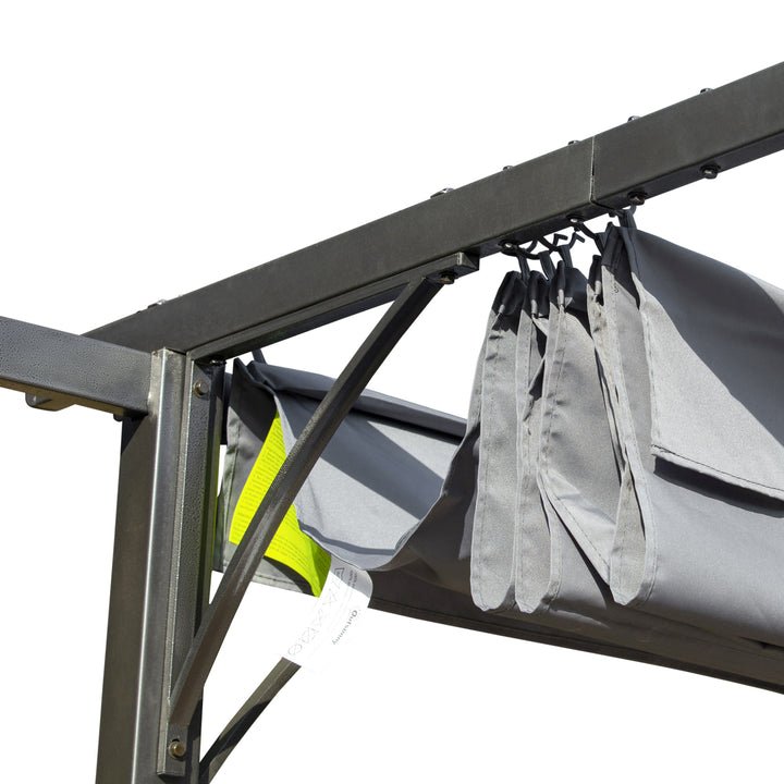 MCL 3 x 3(m) Metal Retractable Pergola, Garden Gazebo Metal Pergola Canopy Outdoor Sun Shade Shelter for Party BBQ, Grey