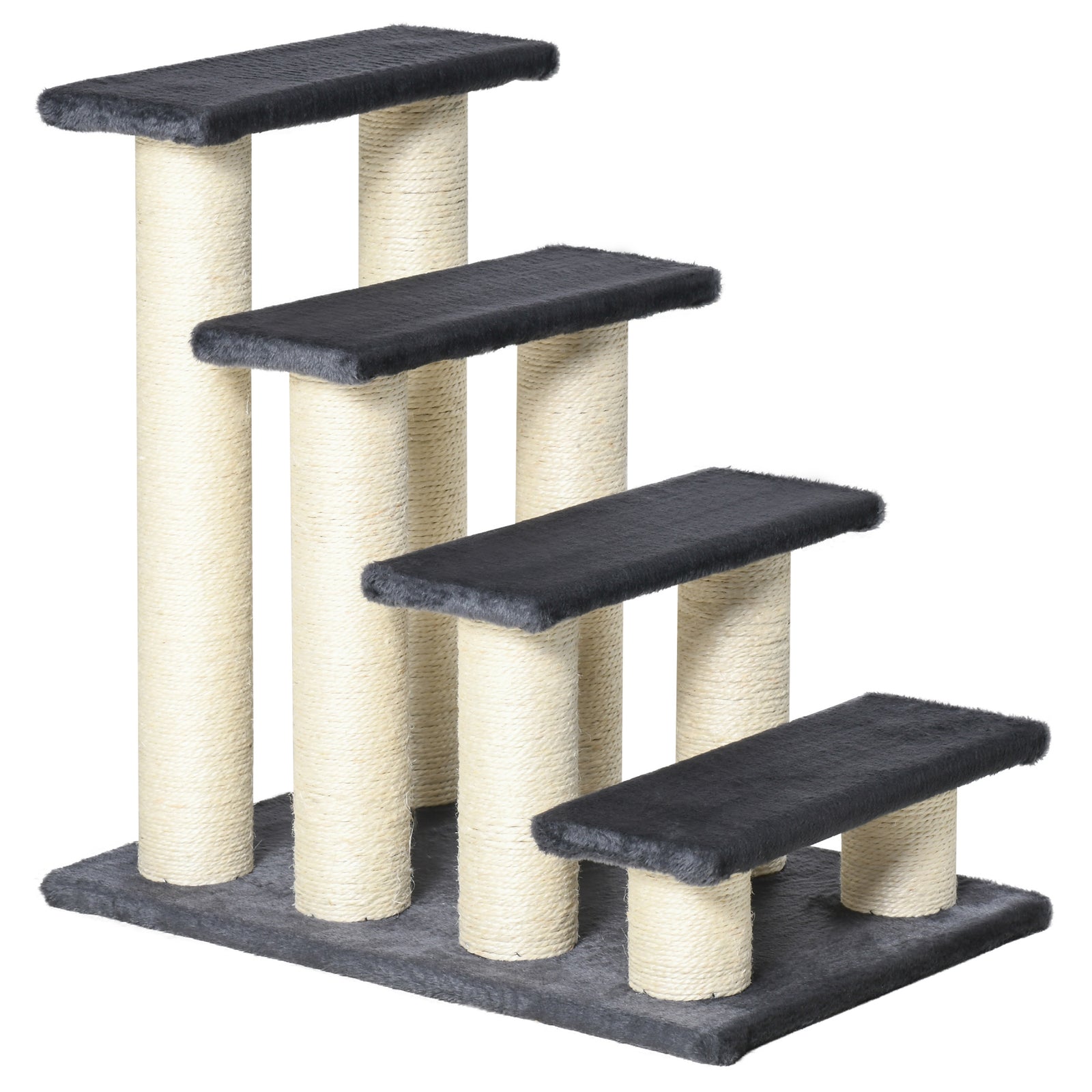 Dog Steps for Bed 4 Step Pet Stairs for Dog Cat ladder Scratch Post Grey
