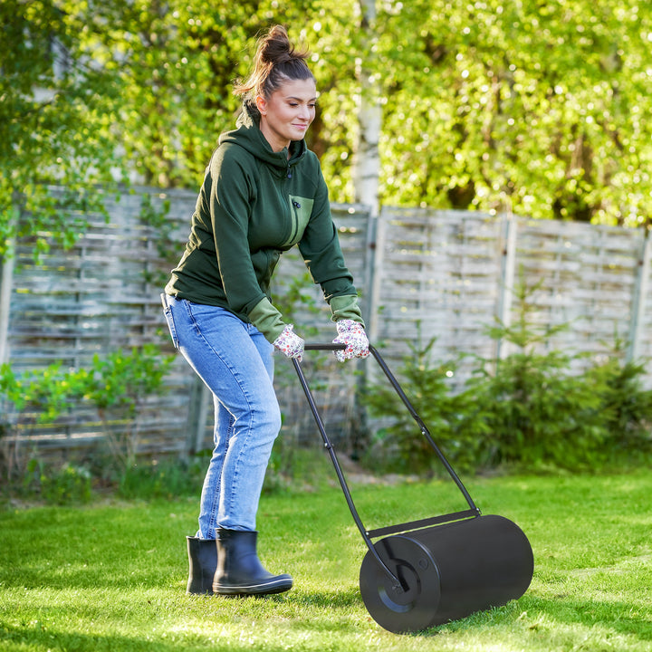 DURHAND Heavy Duty Garden Lawn Roller Push Tow Water Sand Filled 46L Equipment Manual Push Rolling Drum | Aosom UK