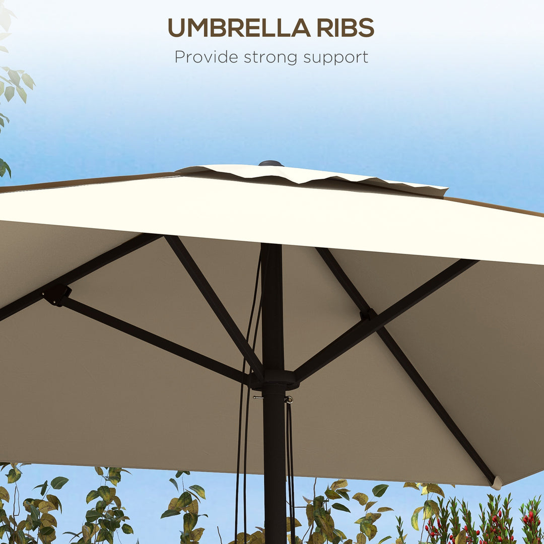 215cm Square Canopy Parasol, with Contrast Piping - Beige/Brown