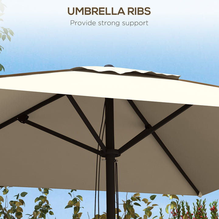 215cm Square Canopy Parasol, with Contrast Piping - Beige/Brown