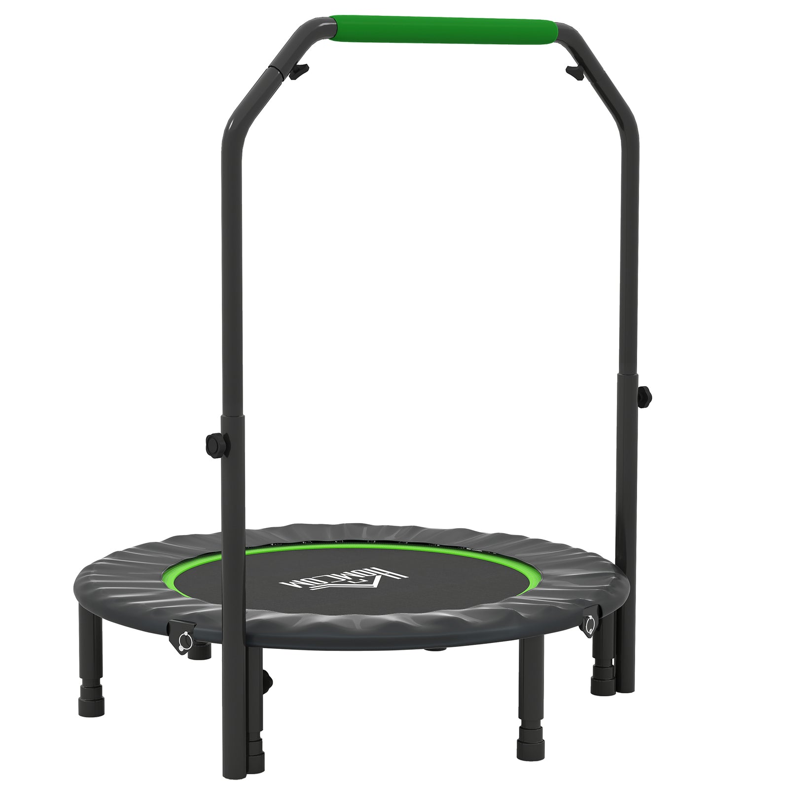 40" Foldable Mini Fitness Trampoline, with Adjustable Foam Handle, Green