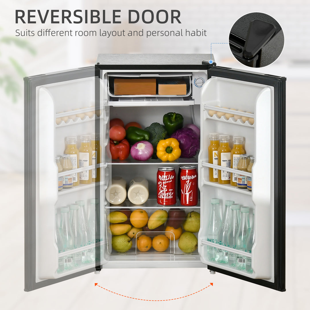 MCL Under Counter Fridge, 91L Small Fridge with Chiller Box, Removable Shelf, Reversible Door, Adjustable Legs, Mini Refrigerator, Black