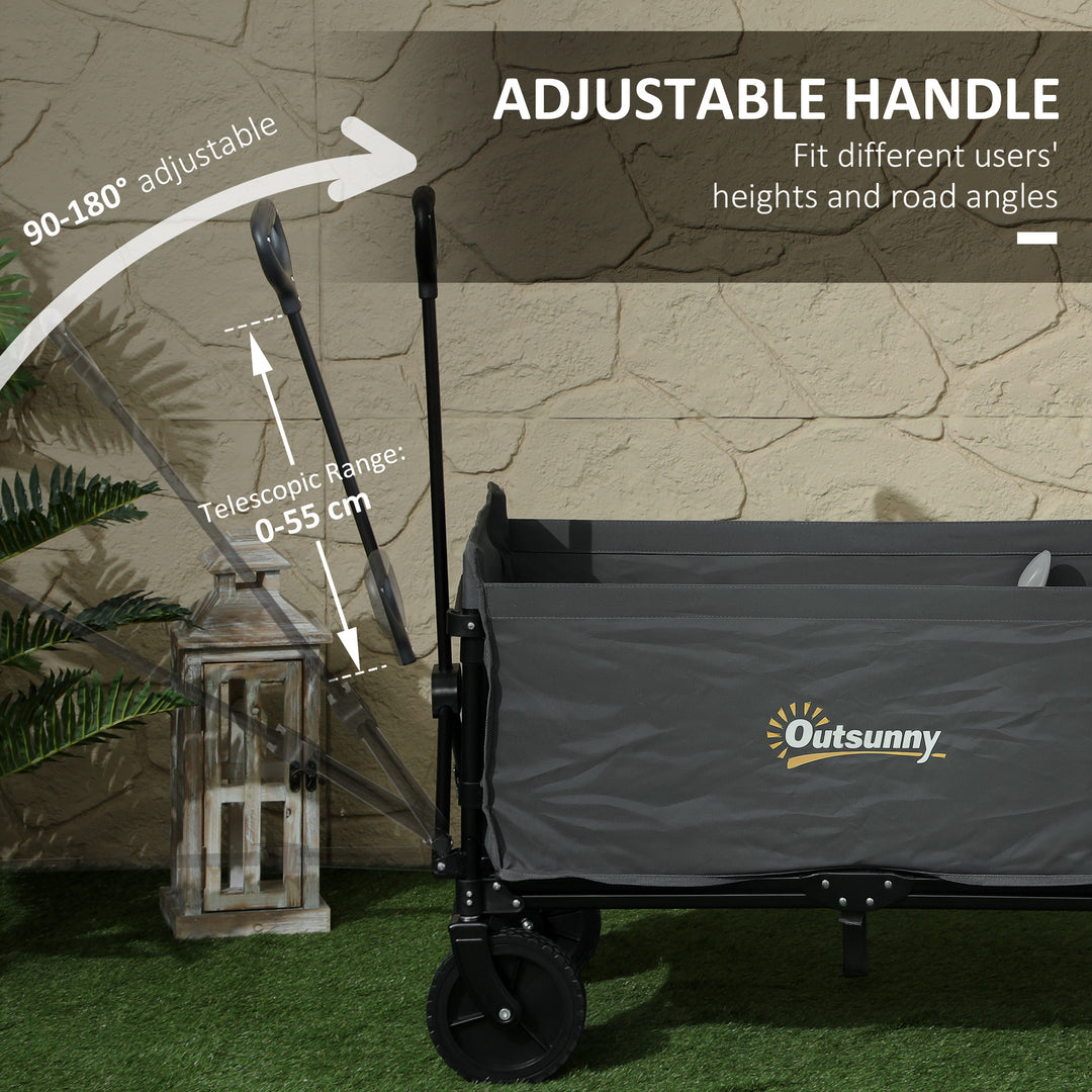 120L Festival Trolley on Wheels, Folding & Compact Camping Trolley Cart with Adjustable Handle for Garden, Beach, Fishing, Grey