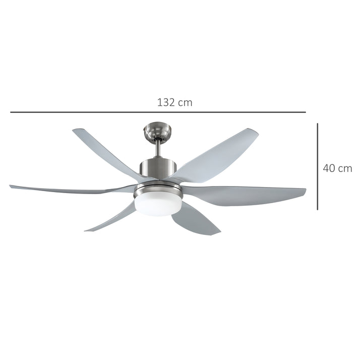 MCL Reversible Ceiling Fan with Light, 6 Blades Indoor Modern Mount LED Lighting Fan with Remote Controller, for Bedroom, Living Room, Silver