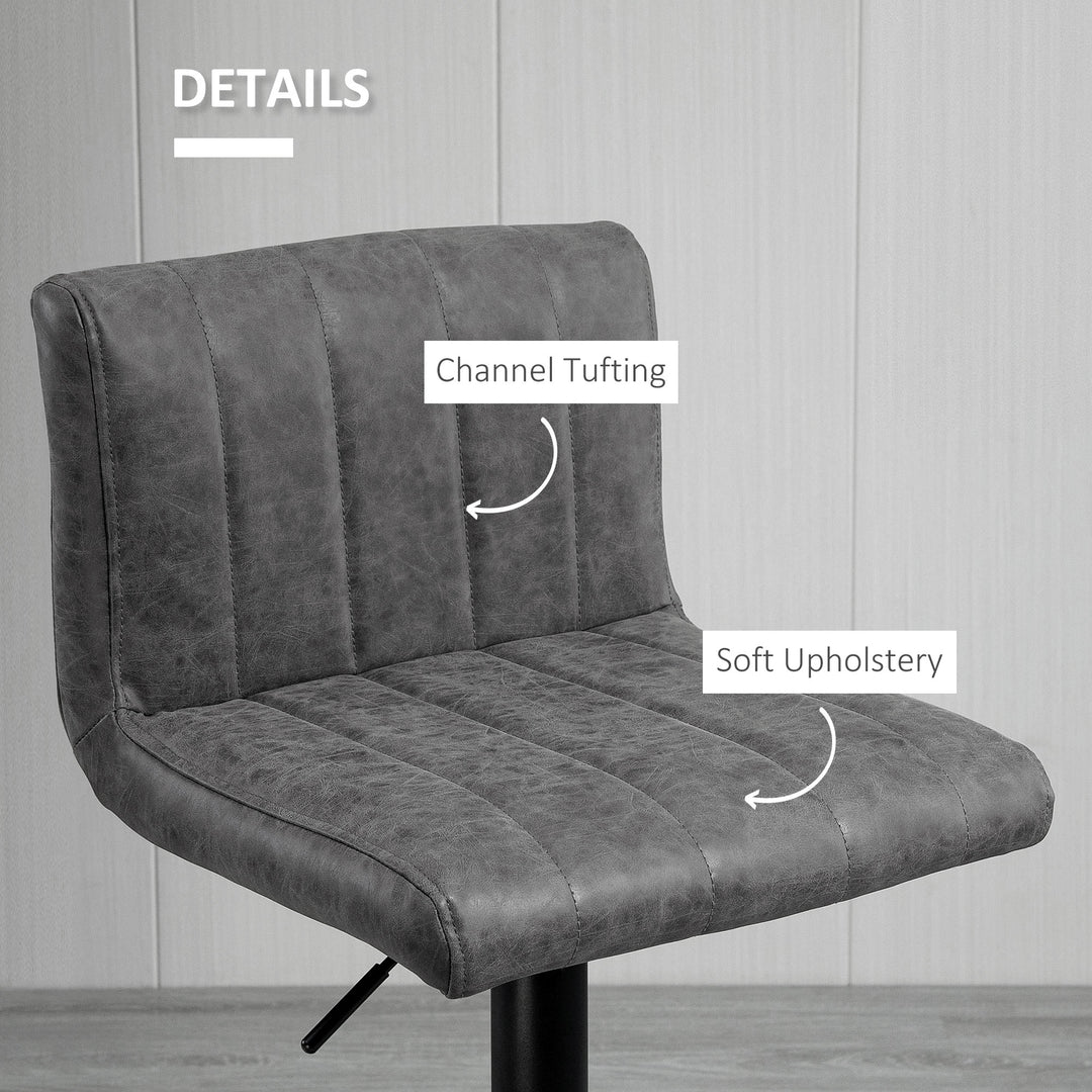 MCL Adjustable Barstools Set of 2, Swivel Counter Bar Chairs, Bar Stools with Footrest, PU Leather, Gas Lift, Grey