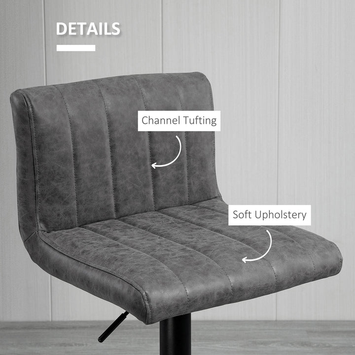 MCL Adjustable Barstools Set of 2, Swivel Counter Bar Chairs, Bar Stools with Footrest, PU Leather, Gas Lift, Grey