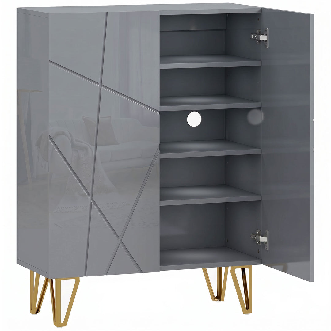 Narrow Shoe Storage Cabinet with Soft-Close Hinges and Adjustable Shel