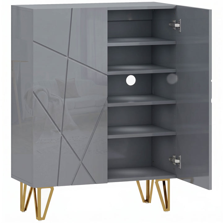 Narrow Shoe Storage Cabinet with Soft-Close Hinges and Adjustable Shel