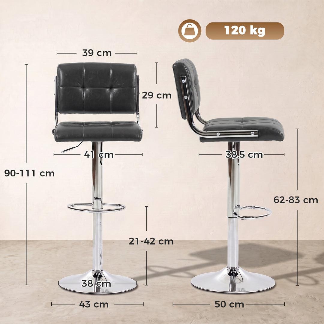 Bar Stools Modern PU Leather Adjustable Breakfast Bar Stools Backrest 