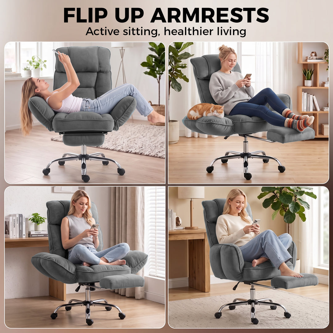 Executive Office Chair Height Adjustable Desk Chair Reclining Flip-up - view 4