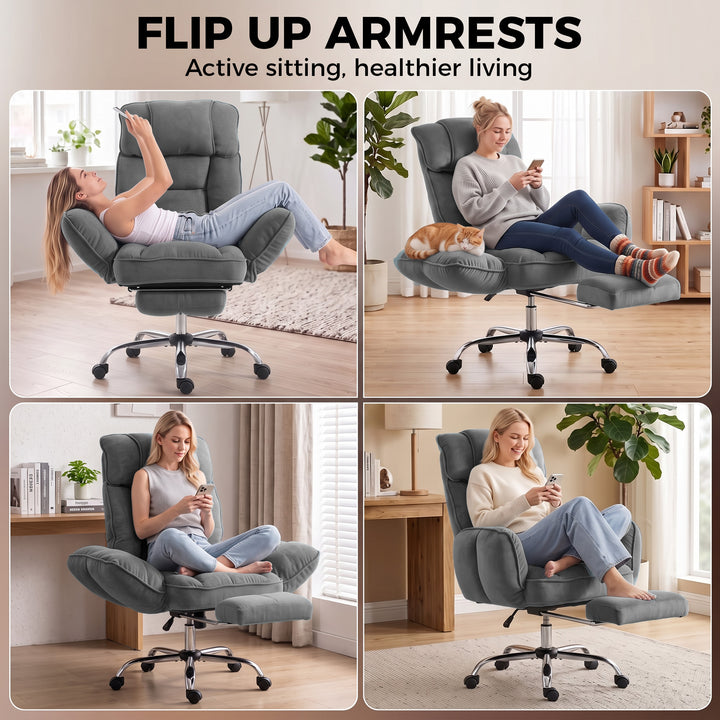 Executive Office Chair Height Adjustable Desk Chair Reclining Flip-up - view 4