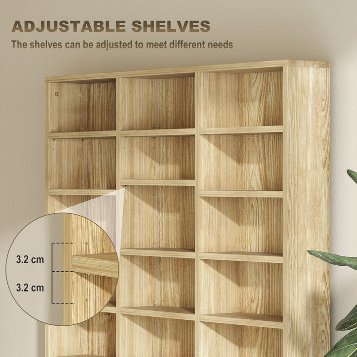 CD Storage Unit with Adjustable Shelves, 102 x 195 cm, Oak Tone