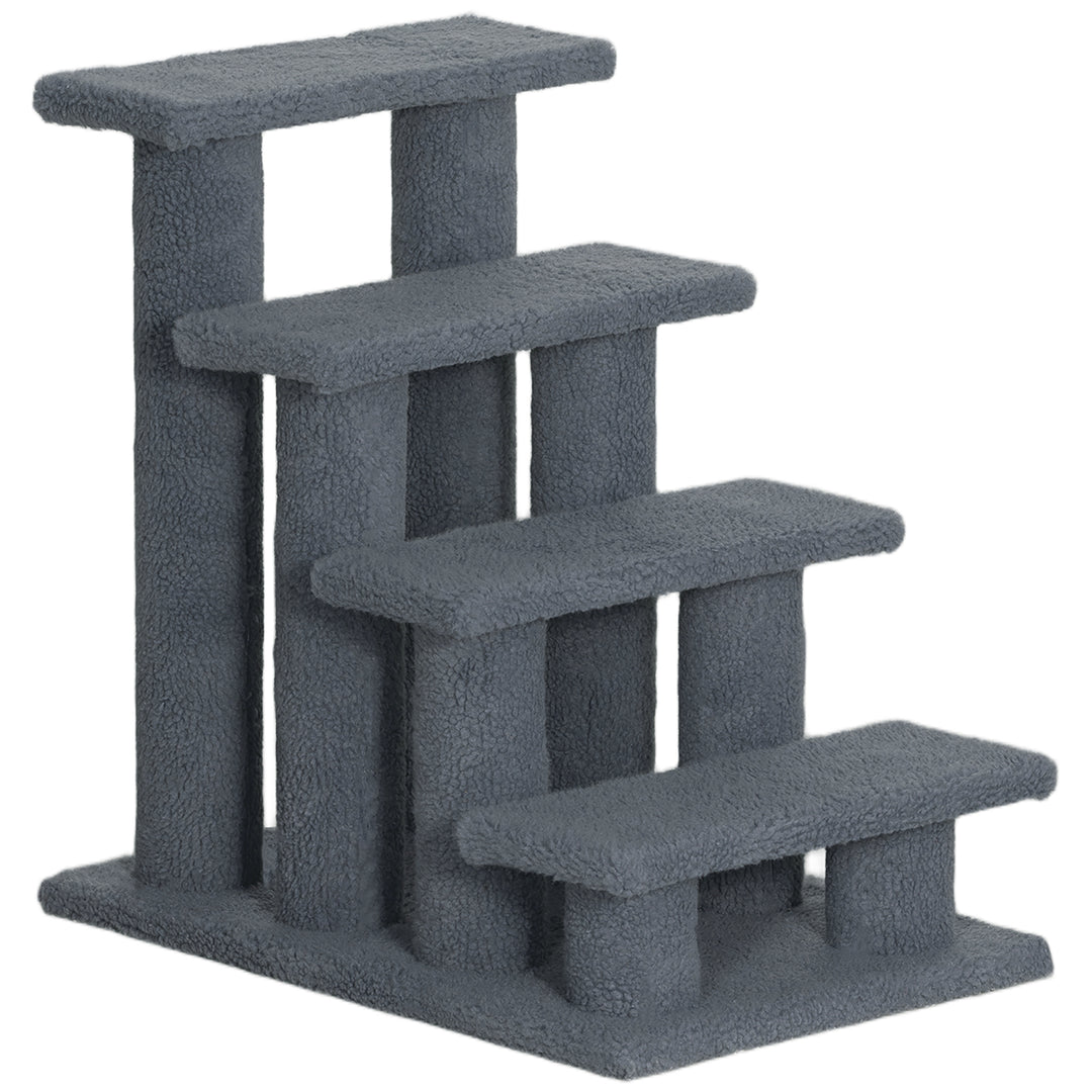 Dog Steps for Bed 4 Step Pet Stairs for Sofa Dog Cat Climb Ladder 63x43x60 cm Grey