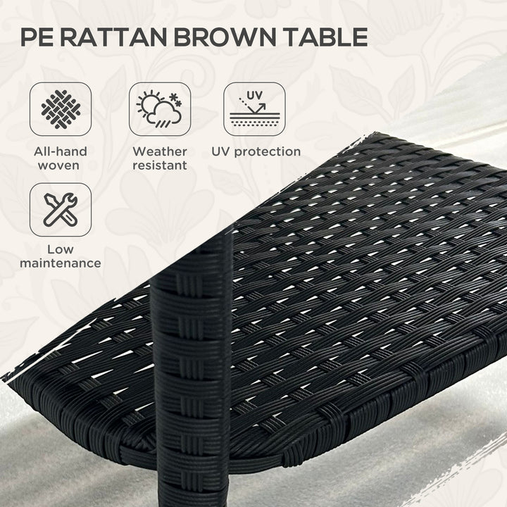 Two-tier PE Rattan Square Coffee Table - Black