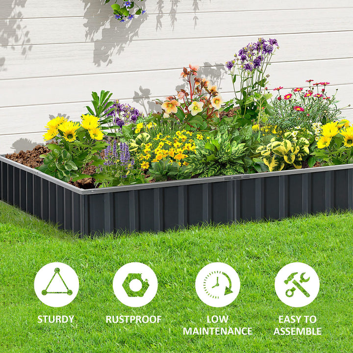 MCL 645L Metal Raised Garden Bed, DIY Large Steel Planter Box, No Bottom w/ A Pairs of Glove for Backyard, Patio to Grow Vegetables, Herbs, and Flowers, 258cmx90cm