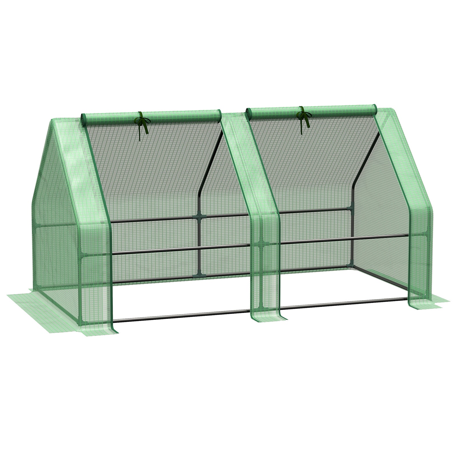 Mini Small Greenhouse with Steel Frame & PE Cover & Zippered Window Poly tunnel Steeple for Plants Vegetables, 180 x 90 x 90 cm, Green
