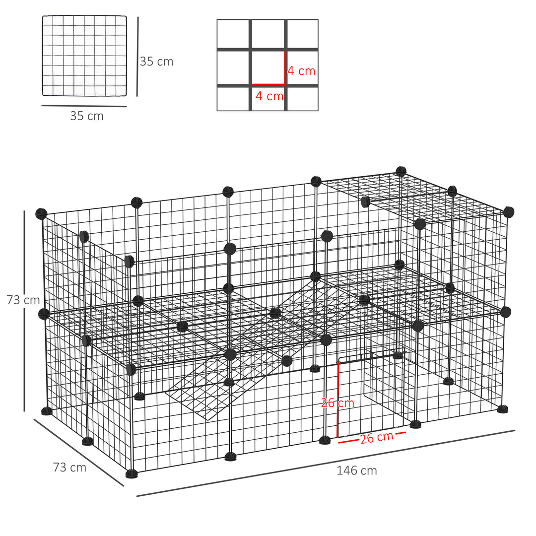 DIY Pet Playpen Metal Wire Fence Indoor Outdoor Rabbit Small Animals Cage 36 Panel Enclosure Black
