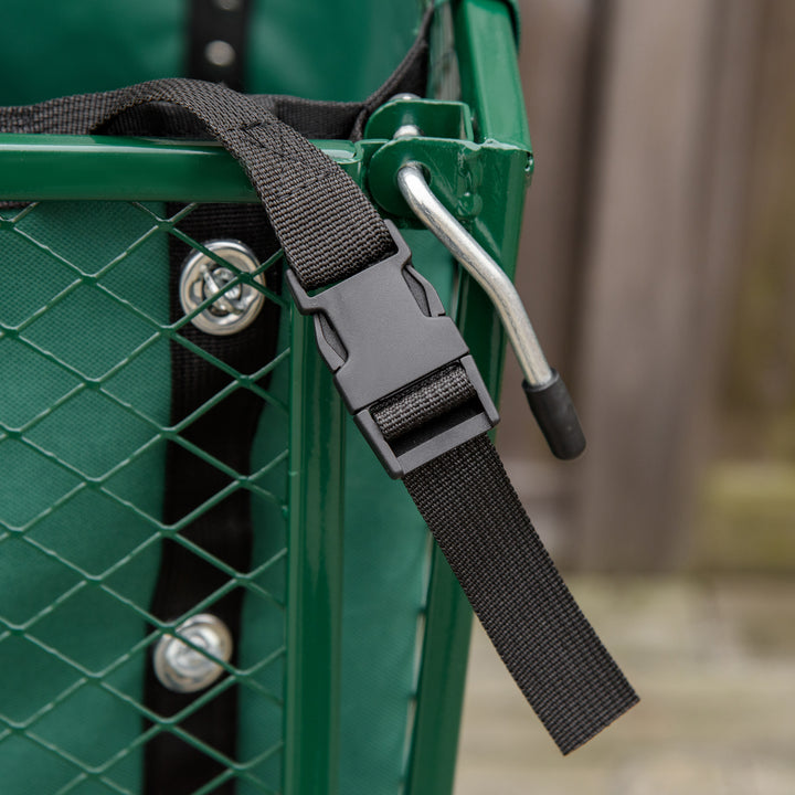 MCL Large 4 Wheel Heavy Duty Garden Cart Truck Trolley Wheelbarrow with Handle and Metal Frame - Green