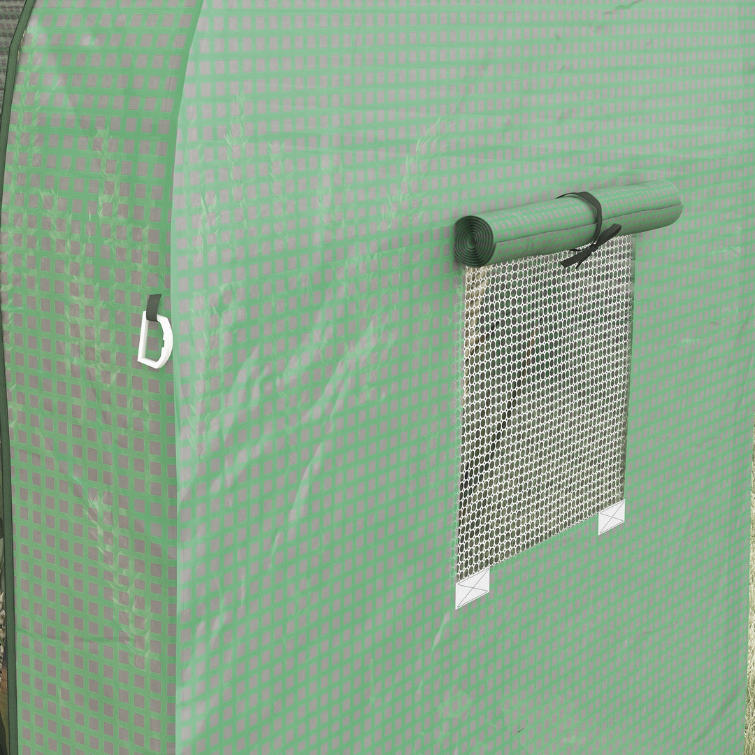 Tomato Greenhouse, Garden Growhouse with 2 Roll-up Doors and 4 Mesh Windows, Portable Indoor Outdoor Green House, 185 x 94 x 150cm, Green