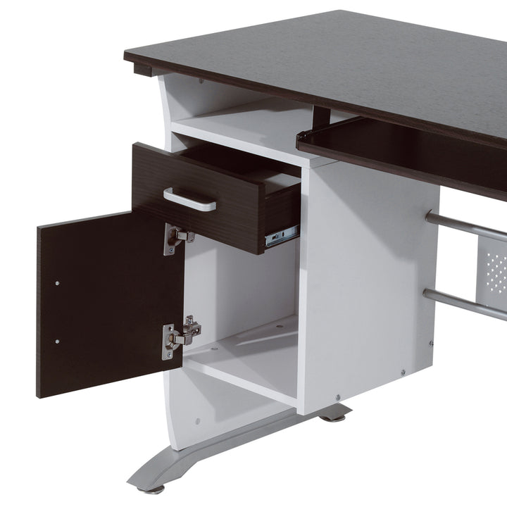 MCL Computer Desk with Sliding Keyboard Tray, Storage Drawers and Host Box Shelf, Home Office Desk, Study Workstation, 100 x 52 x 75cm, Black Walnut