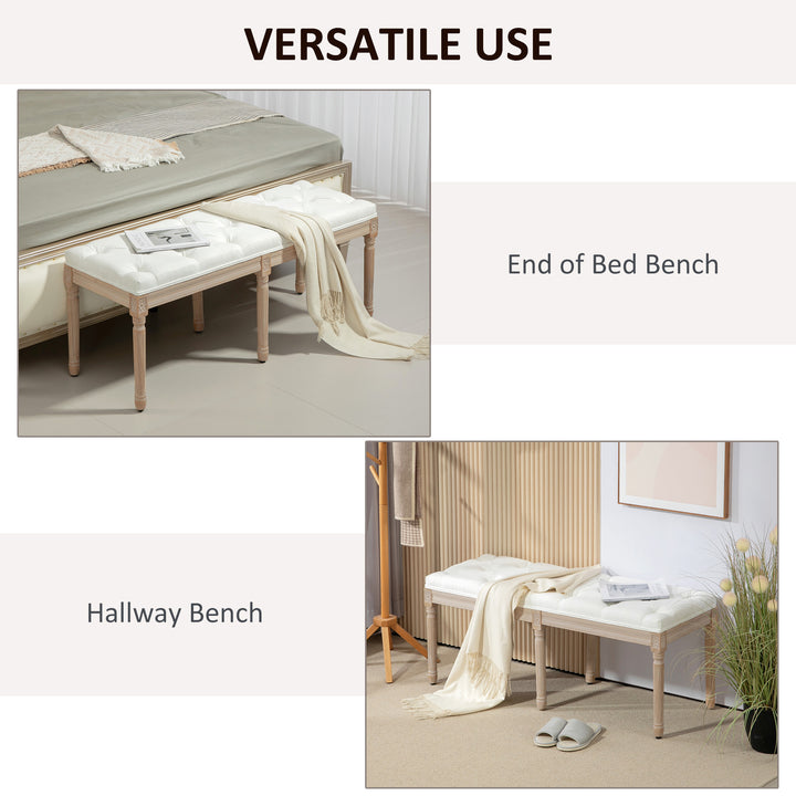 Vintage French Look Bed End Bench - Cream White - view 6
