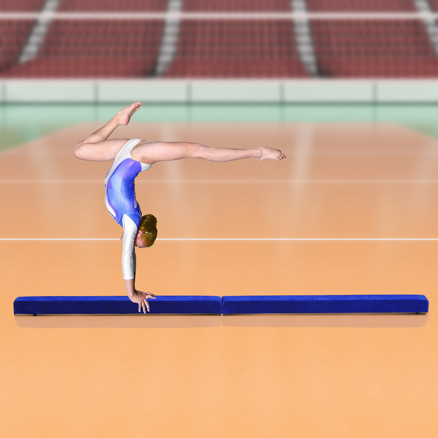 2.1M 7FT Gymnastics Folding Balance Beam Home Gym Training Exercise Sports - Blue