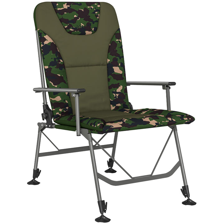 Camping Chair Padded Reclining Folding Chair with Wide Armrests for Ad