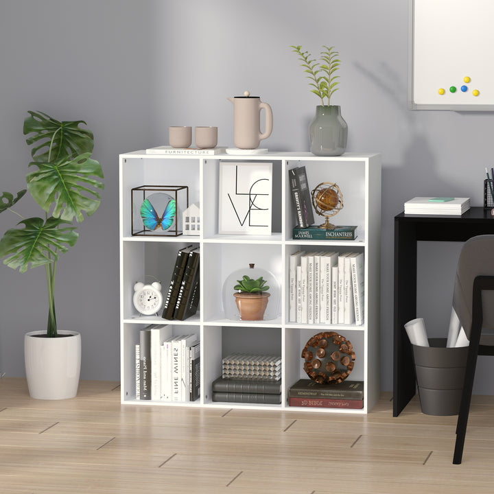 3-tier 9 Cubes Storage Unit Particle Board Cupboard Bookcase Organiser Home Office Shelves, White