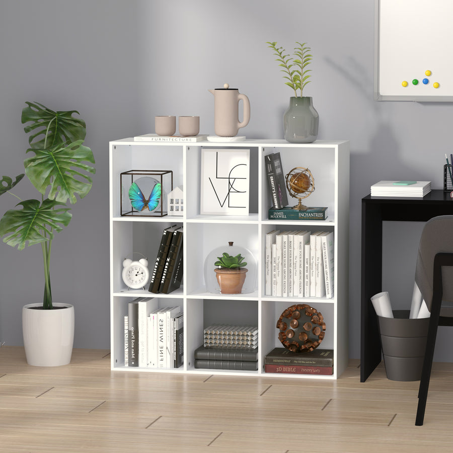 3-tier 9 Cubes Storage Unit Particle Board Cupboard Bookcase Organiser Home Office Shelves, White