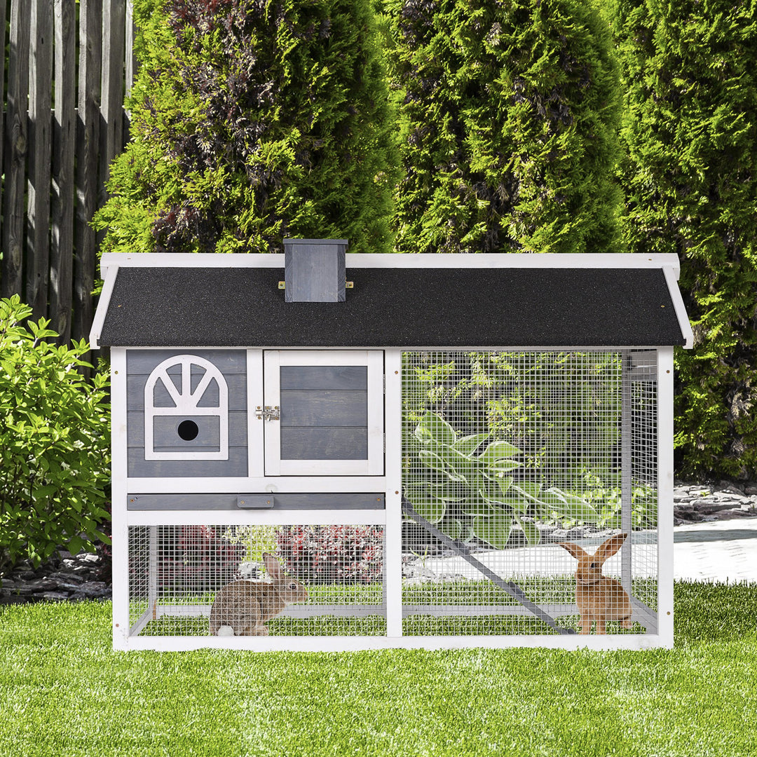Guinea Pigs Hutches Wood Bunny Cage for Outdoor Indoor w/ Pull Out Tray Run Box Ramp