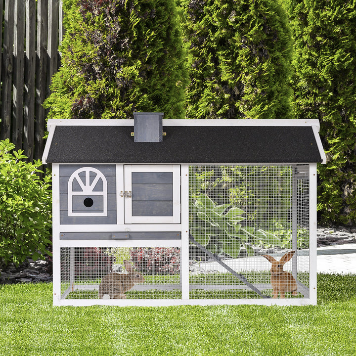 Guinea Pigs Hutches Wood Bunny Cage for Outdoor Indoor w/ Pull Out Tray Run Box Ramp