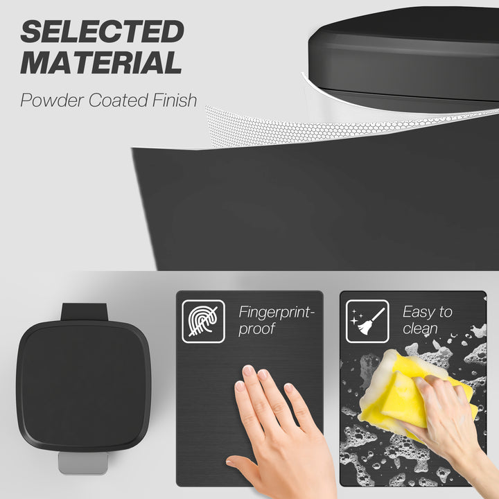 12L Modern Boxy Metal Home Kitchen Bin - Black
