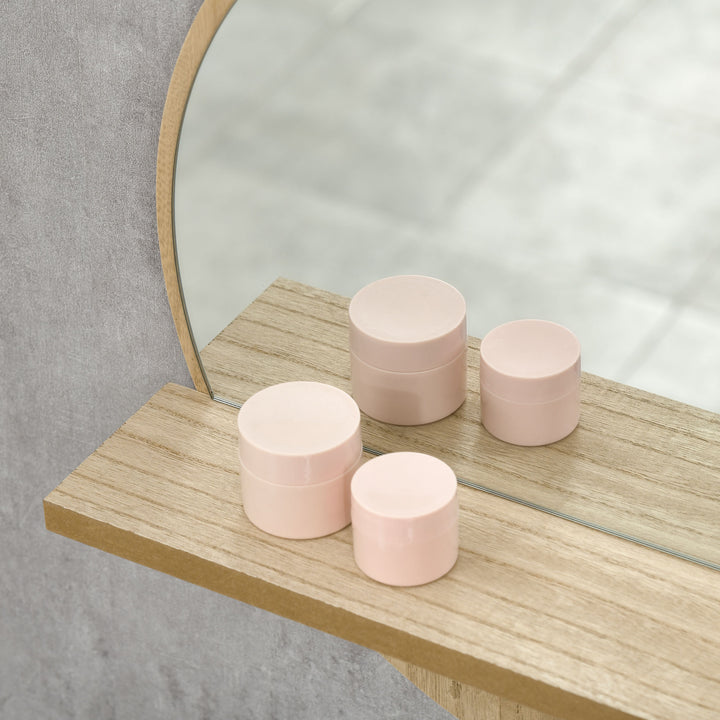 45cm Round Home Mirror, with Shelf - Natural Wood Effect