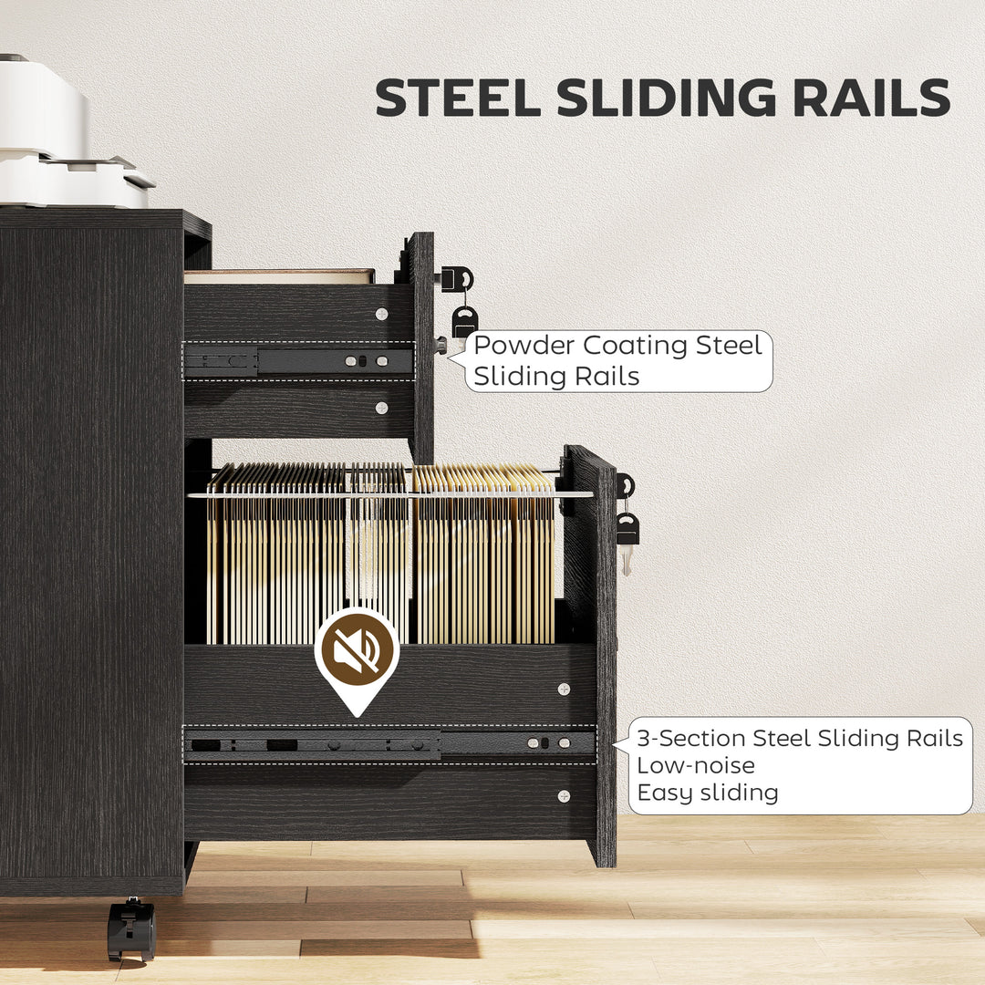 Rolling File Cabinet with 2 Drawers, Mobile Filing Cabinet with Hanging File Folder for Letter Sized Documents
