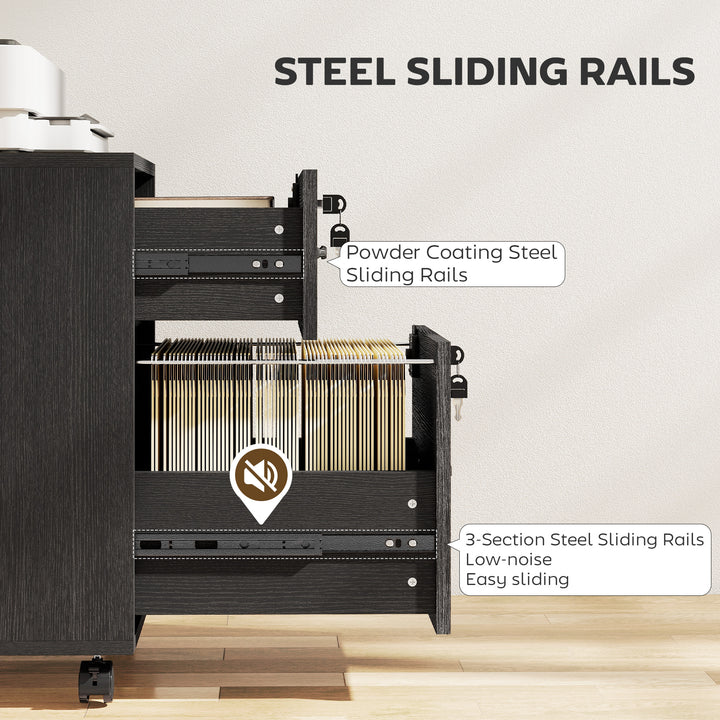 Rolling File Cabinet with 2 Drawers, Mobile Filing Cabinet with Hanging File Folder for Letter Sized Documents