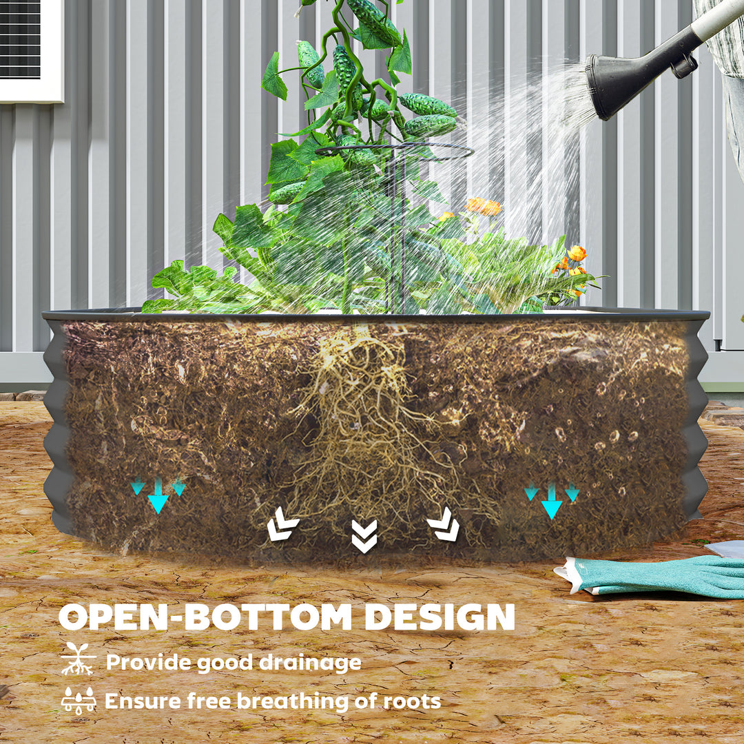 Set of Two 181 x 93cm Steel Planters - Dark Grey