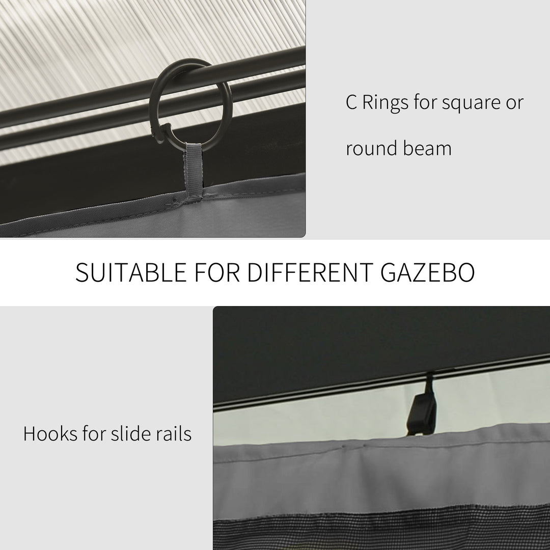 Outsunny 3 x 3(m) Universal Gazebo Sidewall Set with 4 Panels, Hooks/C