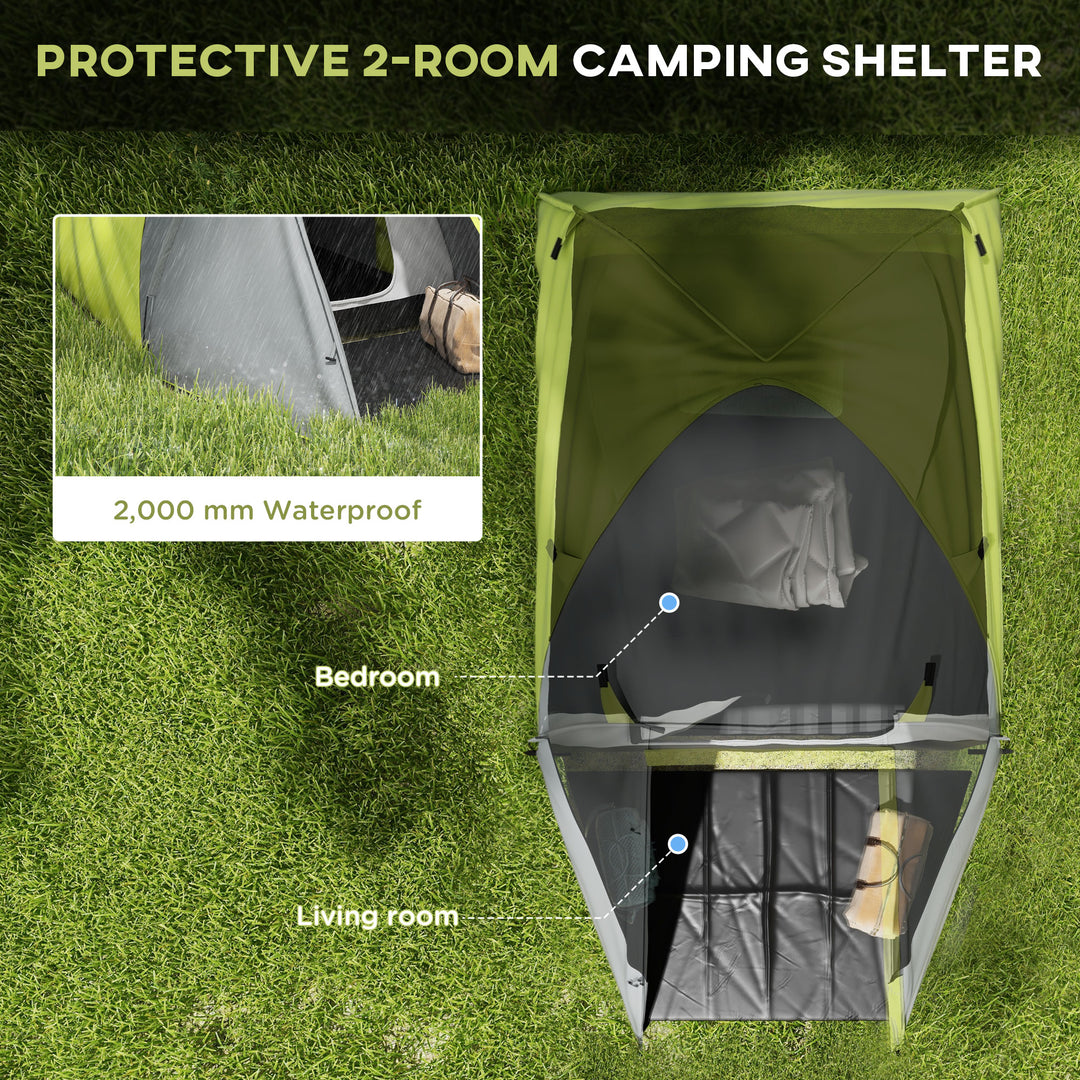 Two-Man Dome Tent, with Front Porch and Accessories - Yellow/Grey