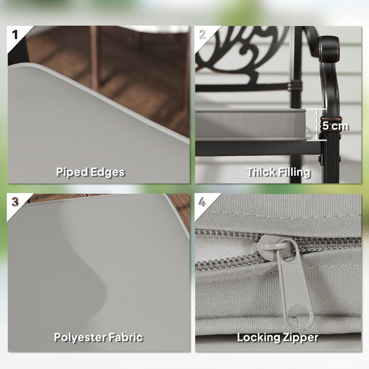 Set of Two 45 x 45cm Garden Seat Cushions - Light Grey