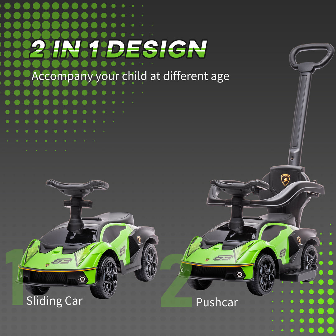 MCL Kids 2-In-1 Lamborghini Ride-On and Stroller, with Horn - Green