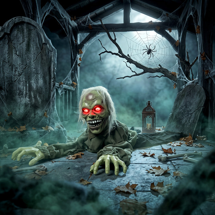 Halloween Decoration Halloween Animatronic Crawling Zombie with Light-