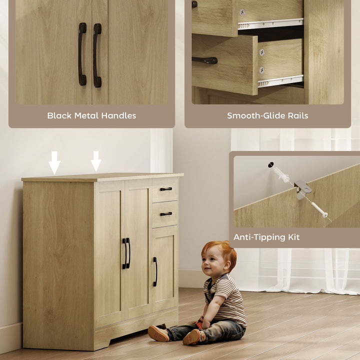 Sideboard with 2 Drawers Modern Storage Cabinet, Kitchen Cupboard with