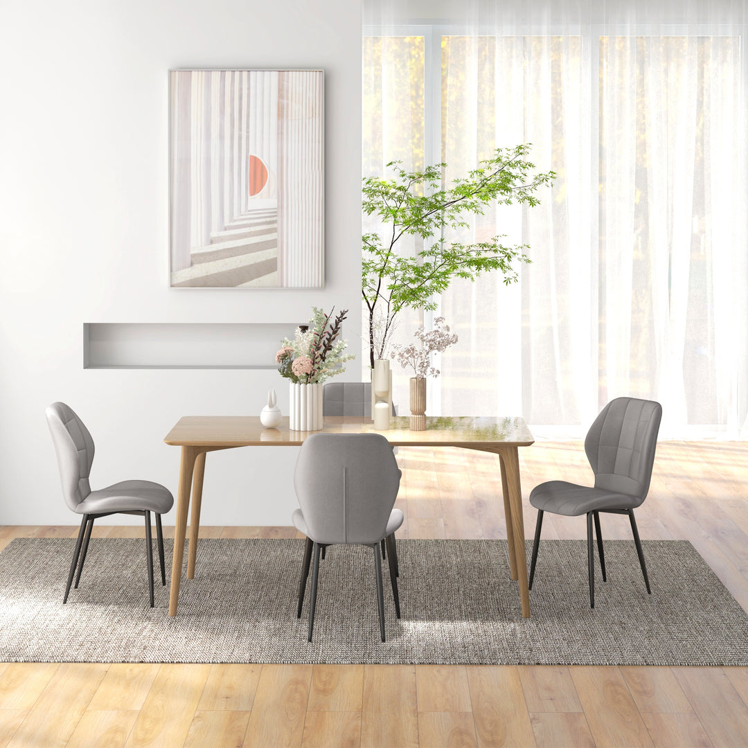Set of Four Flannel Relaxed Tub Dining Chairs - Light Blue